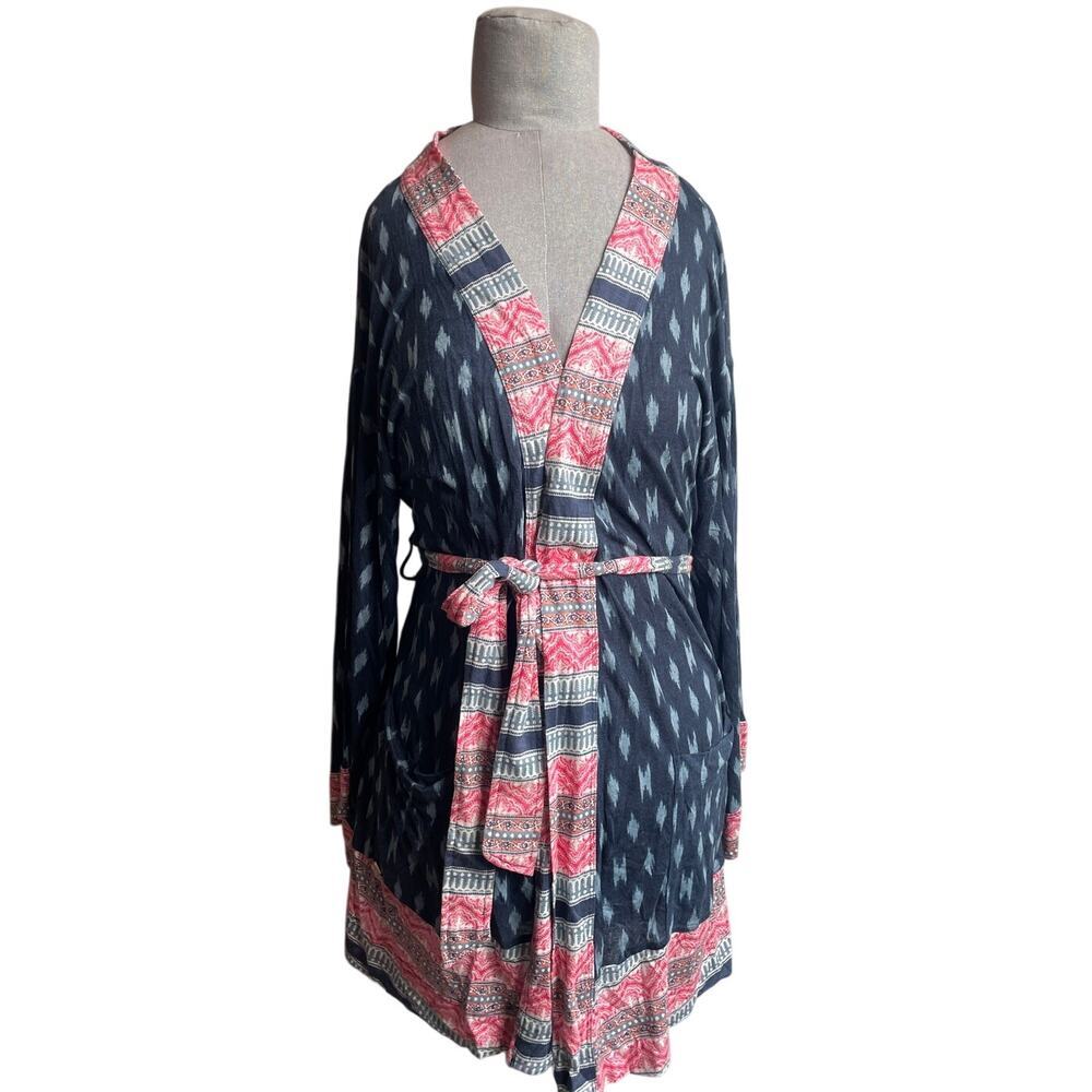 Abercrombie & Fitch Ikat Print Kimono Wrap Robe Swim Cover Up Belted Boho M/L